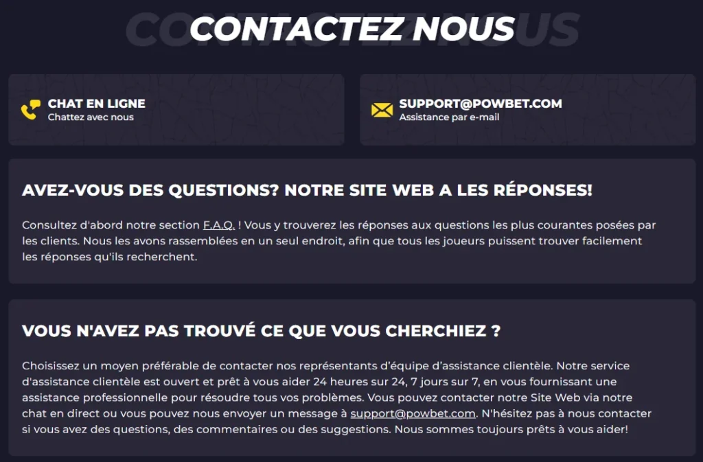 Powbet Contactez Nous